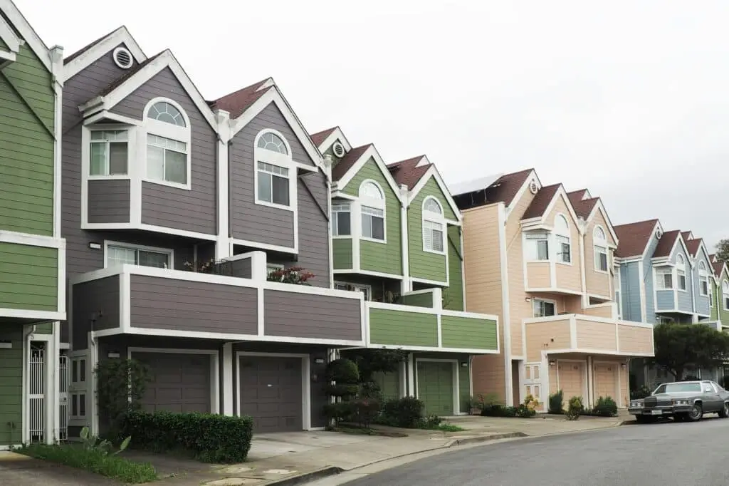 Colorful houses in a suburban neighborhood
