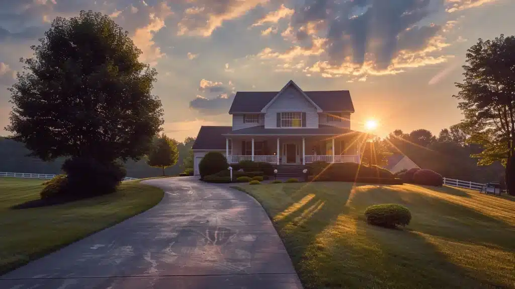 a serene and well-maintained ohio rental property under a brilliant morning light, showcasing a welcoming entrance that symbolizes stability and successful tenant relationships.